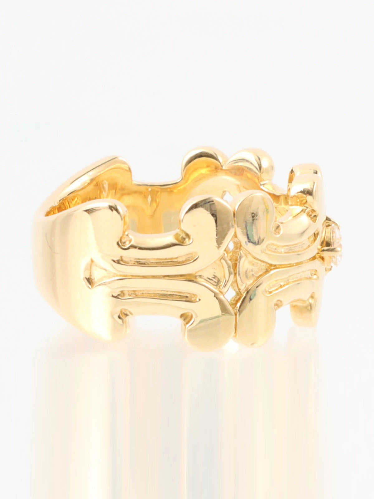 18K Gold Diamond Macadam Motif Ring