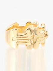 18K Gold Diamond Macadam Motif Ring