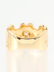 18K Gold Diamond Macadam Motif Ring