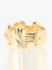 18K Gold Diamond Macadam Motif Ring
