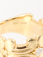 18K Gold Diamond Macadam Motif Ring
