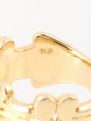 18K Gold Diamond Macadam Motif Ring