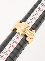 18K Gold Diamond Macadam Motif Ring