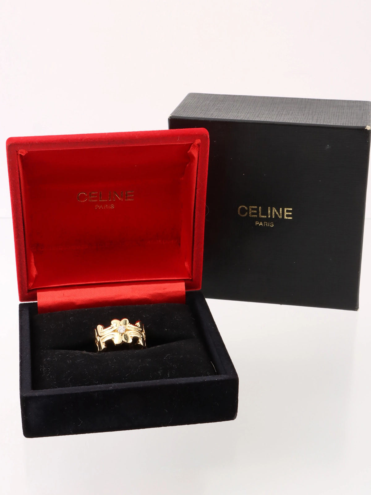 18K Gold Diamond Macadam Motif Ring