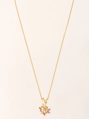 WALTHAM 18K Diamond Ruby Flower Motif Swing Necklace in Cherry Red/Gold