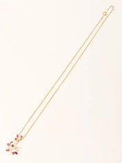 WALTHAM 18K Diamond Ruby Flower Motif Swing Necklace in Cherry Red/Gold