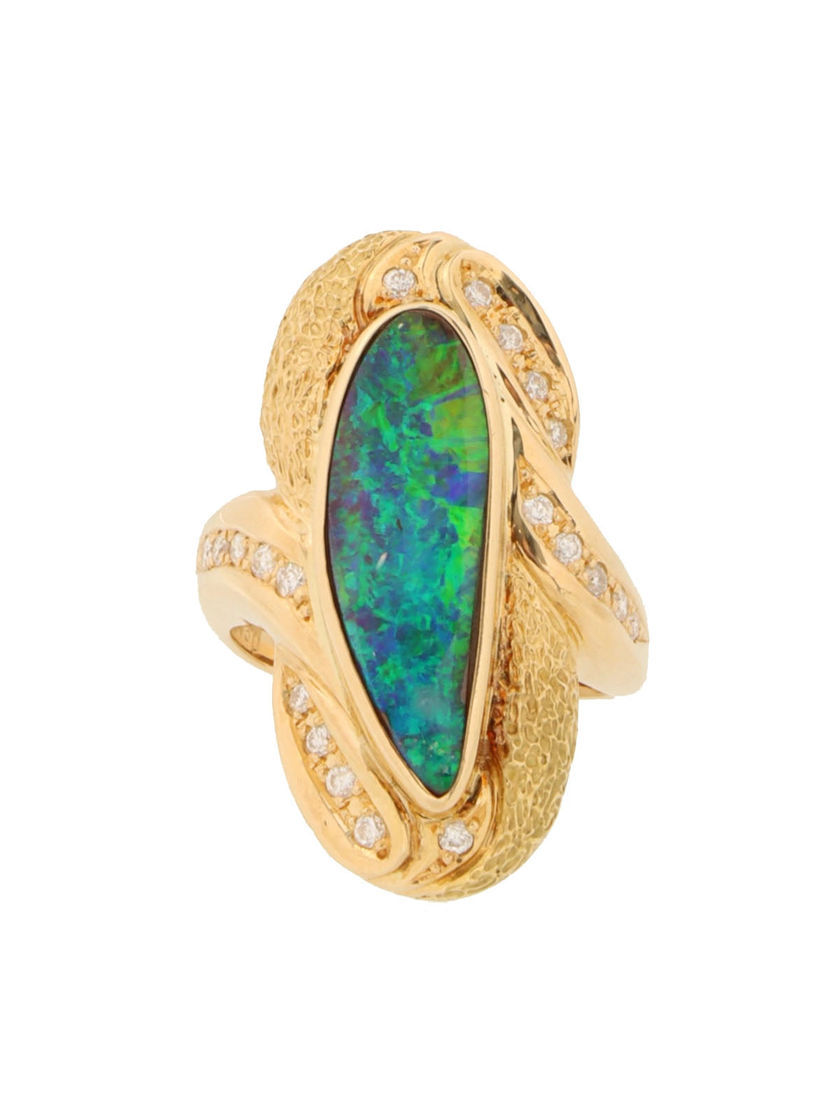 18K Diamond Black Opal Design Ring Gold/Green
