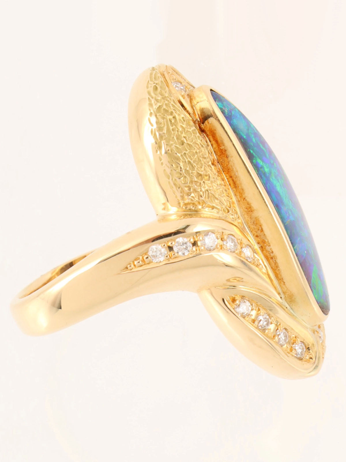 18K Diamond Black Opal Design Ring Gold/Green