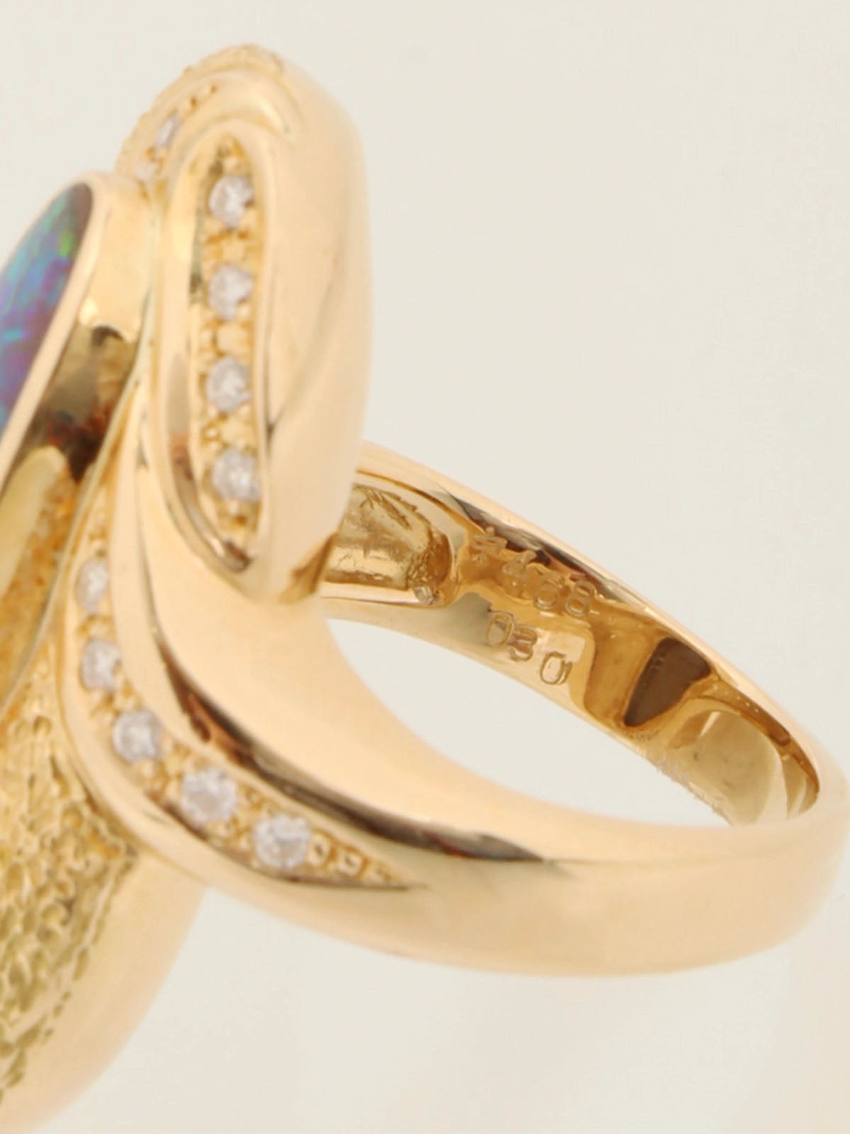 18K Diamond Black Opal Design Ring Gold/Green