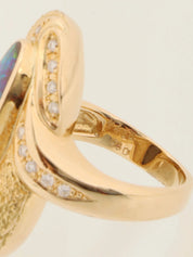 18K Diamond Black Opal Design Ring Gold/Green