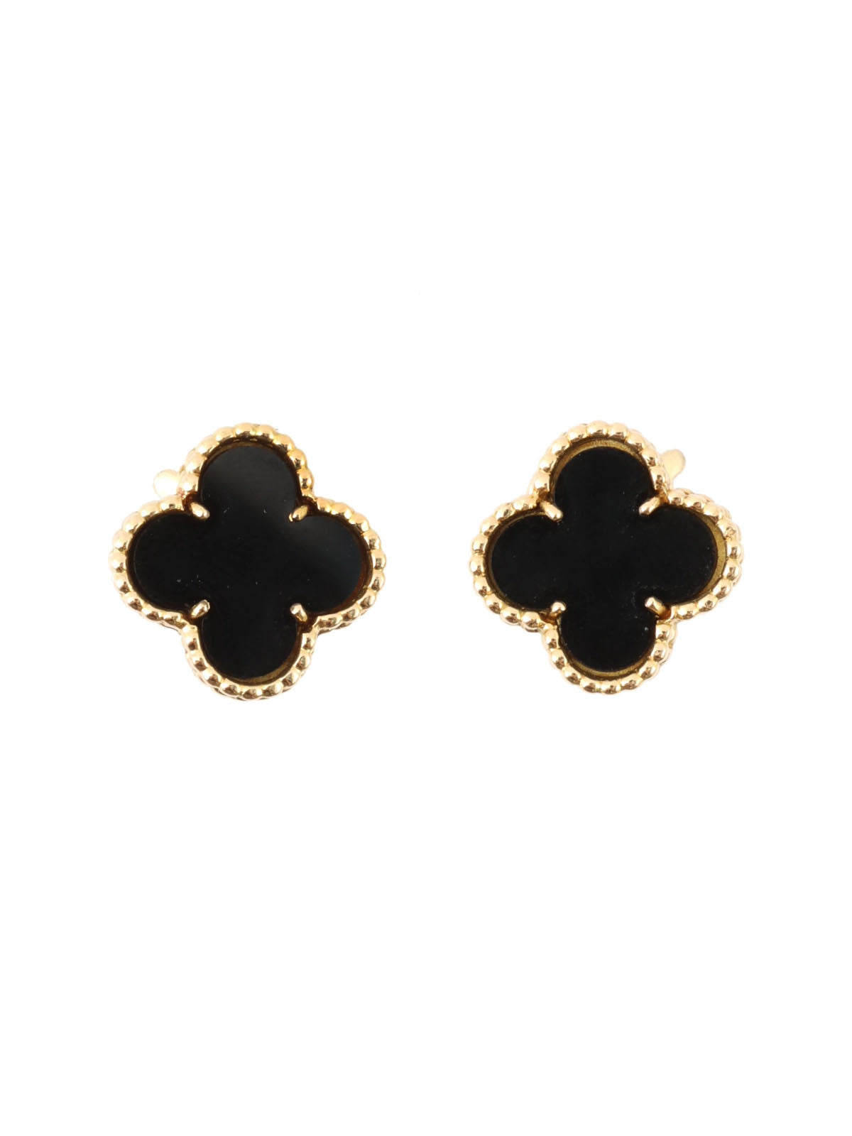 18K Vintage Alhambra Earrings in Black/Gold