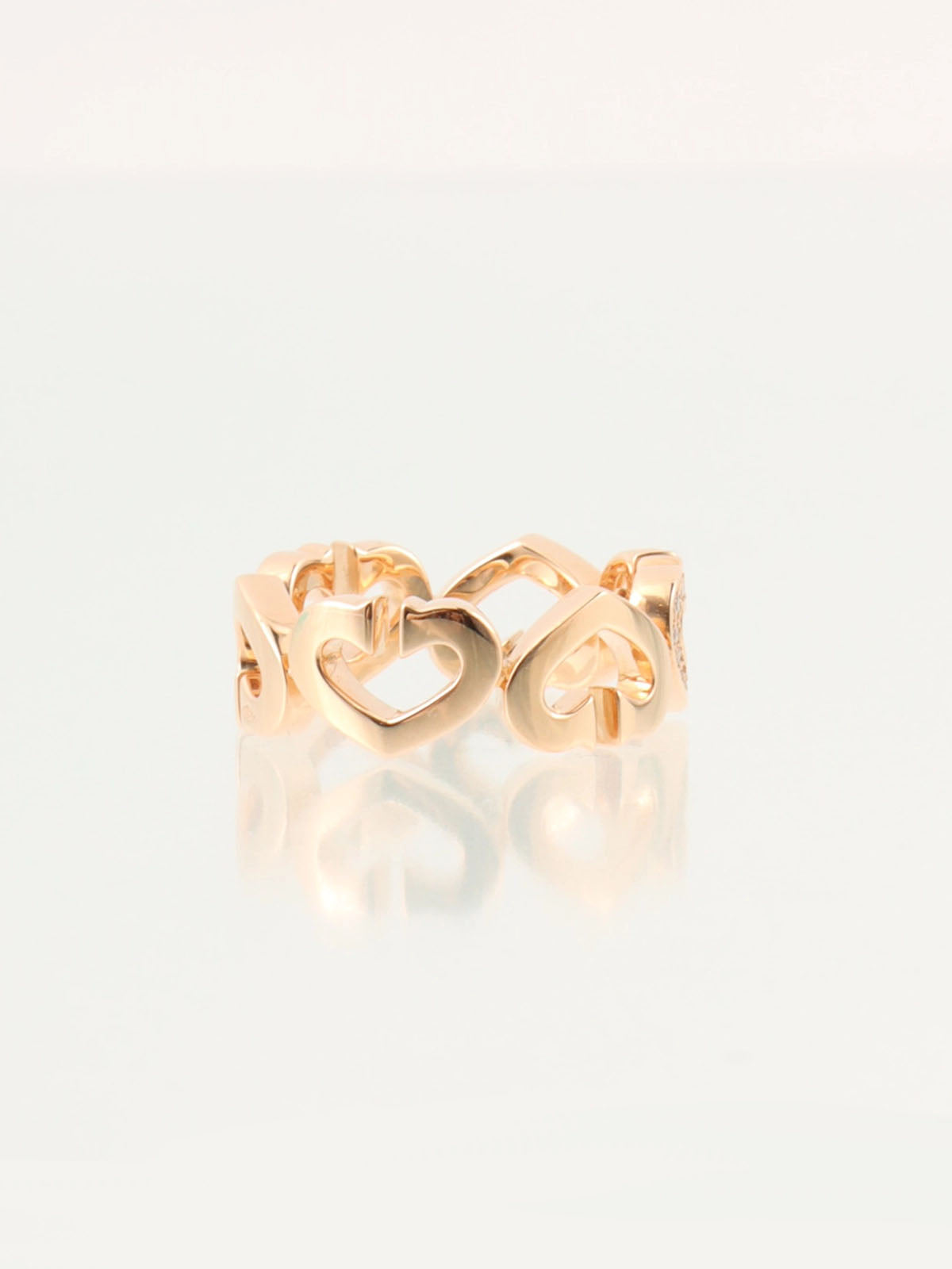 18K Rose Gold Diamond C Heart Ring