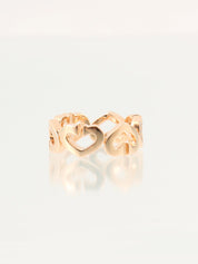 18K Rose Gold Diamond C Heart Ring