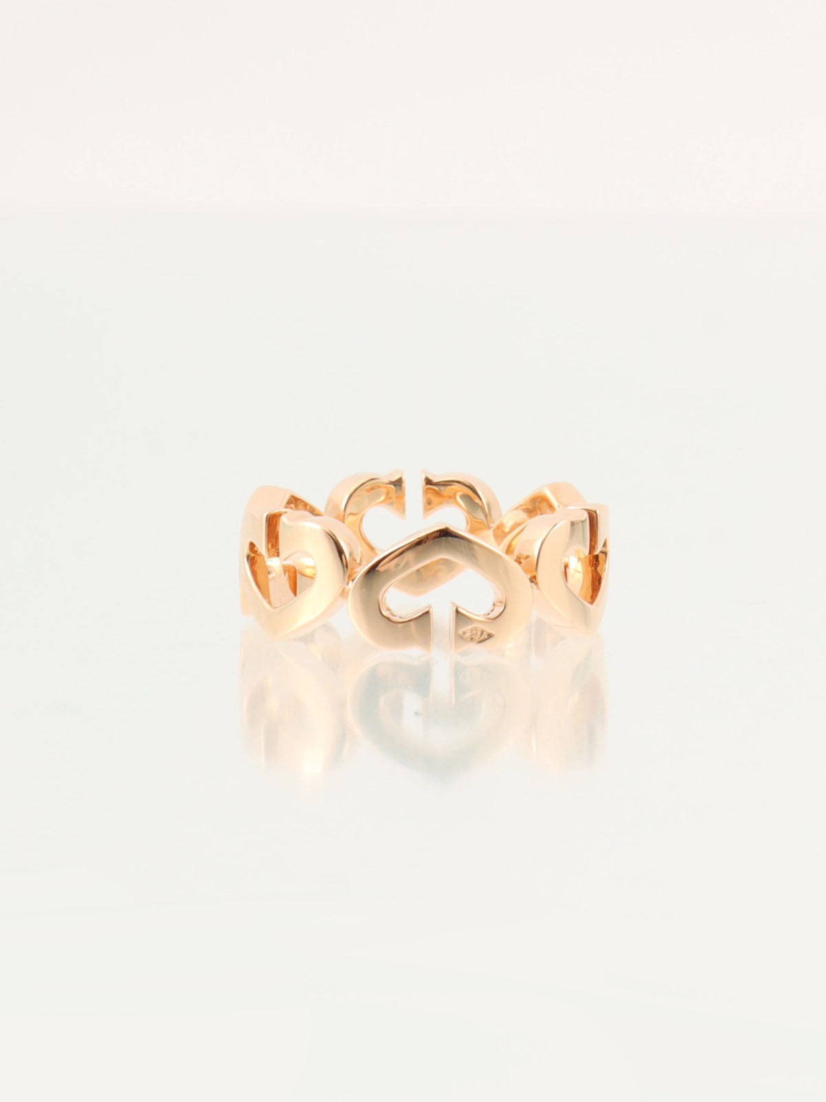 18K Rose Gold Diamond C Heart Ring