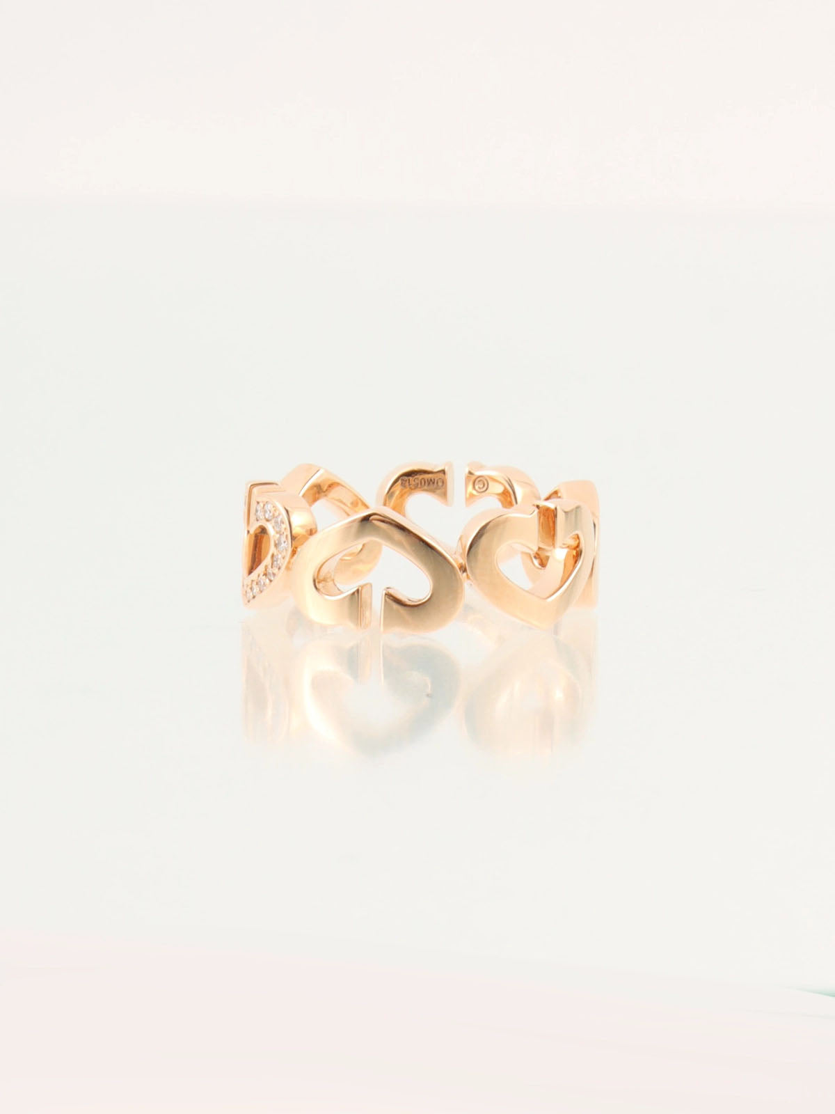 18K Rose Gold Diamond C Heart Ring
