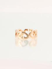 18K Rose Gold Diamond C Heart Ring