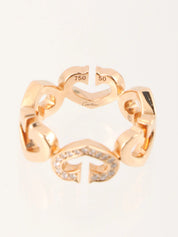 18K Rose Gold Diamond C Heart Ring