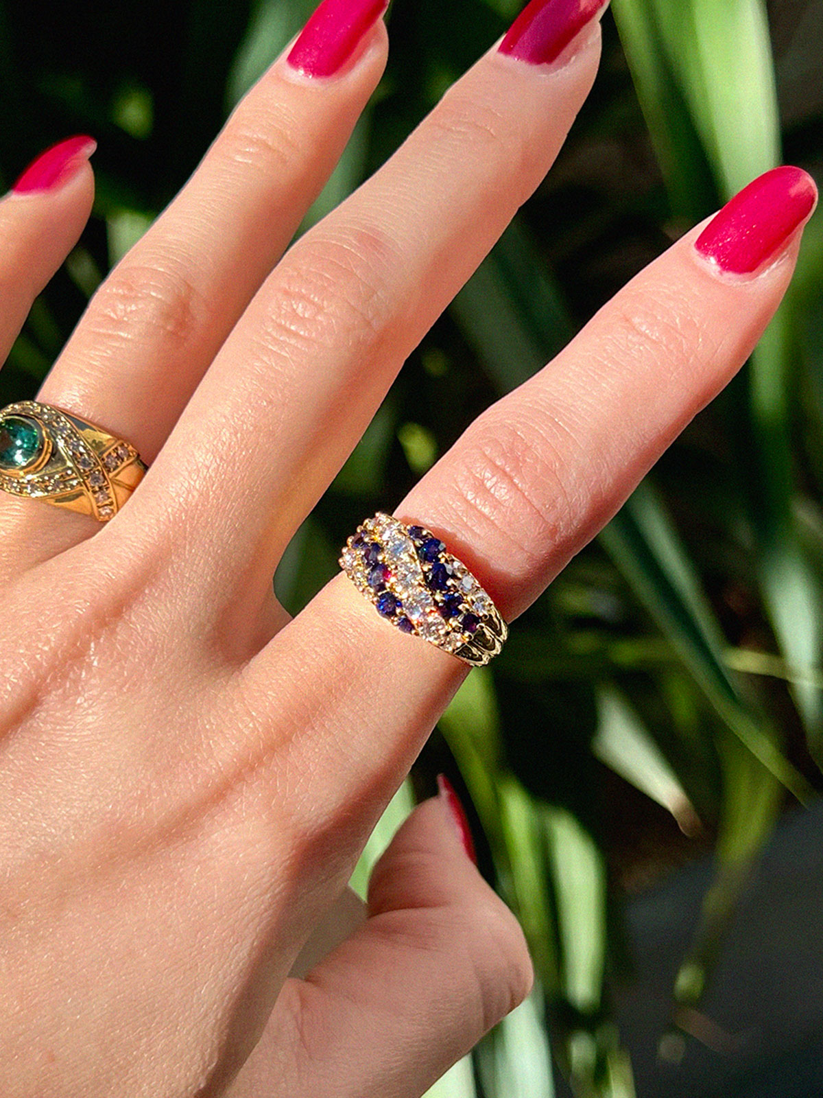 18Kサファイヤダイヤモンドデザインリング ゴールド/ブルー