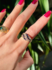 18Kサファイヤダイヤモンドデザインリング ゴールド/ブルー