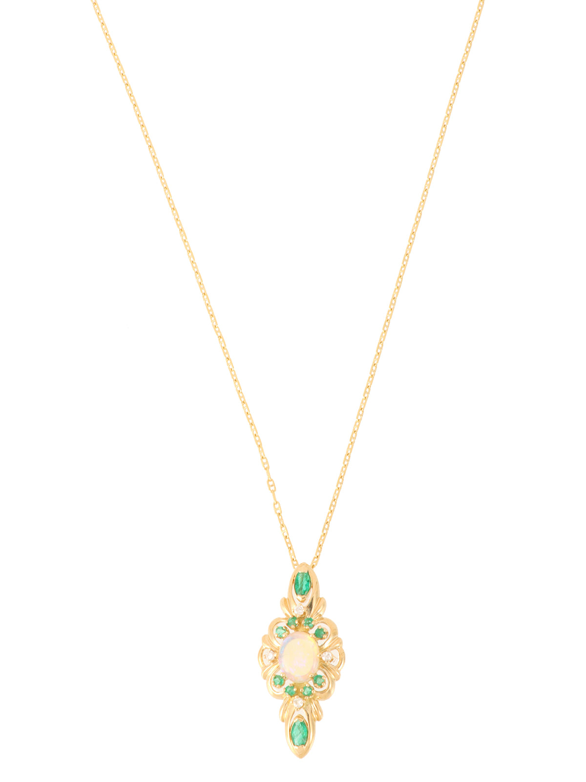 18K Gold Opal Design Necklace