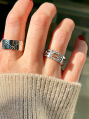 18K Diamond G Logo Ring in Silver