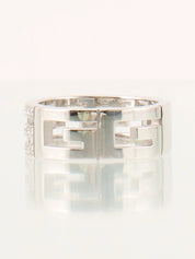 18K Diamond G Logo Ring in Silver