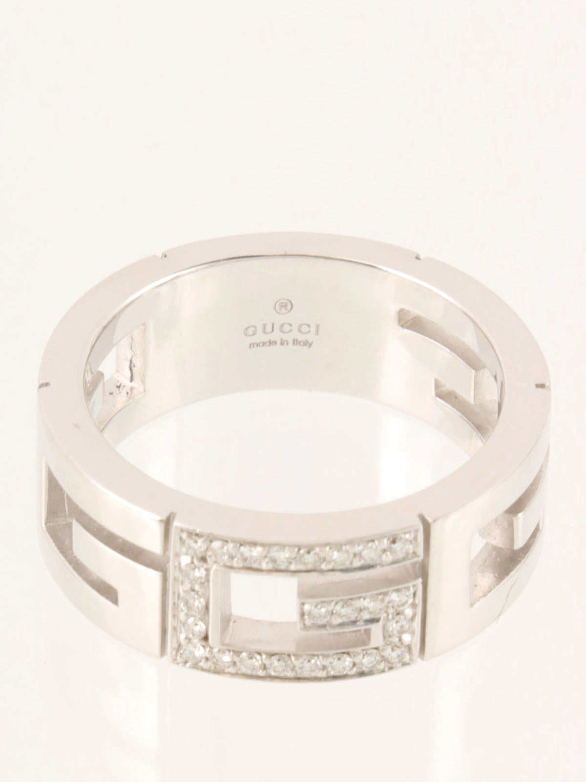 18K Diamond G Logo Ring in Silver