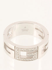 18K Diamond G Logo Ring in Silver