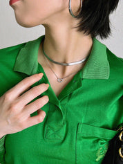 18K Diamond C Heart Necklace in Silver