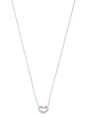 18K Diamond C Heart Necklace in Silver