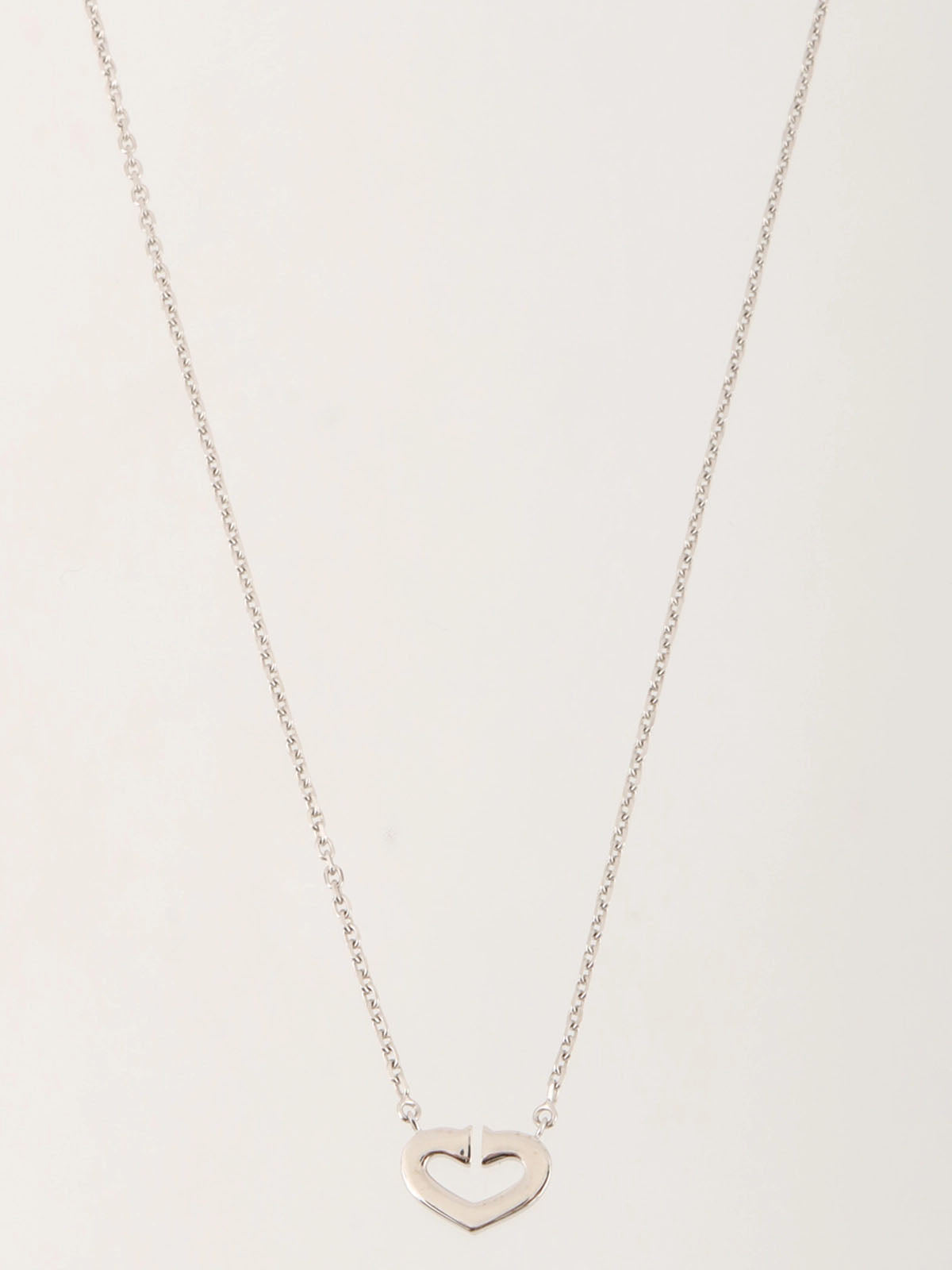 18K Diamond C Heart Necklace in Silver