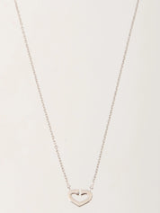 18K Diamond C Heart Necklace in Silver