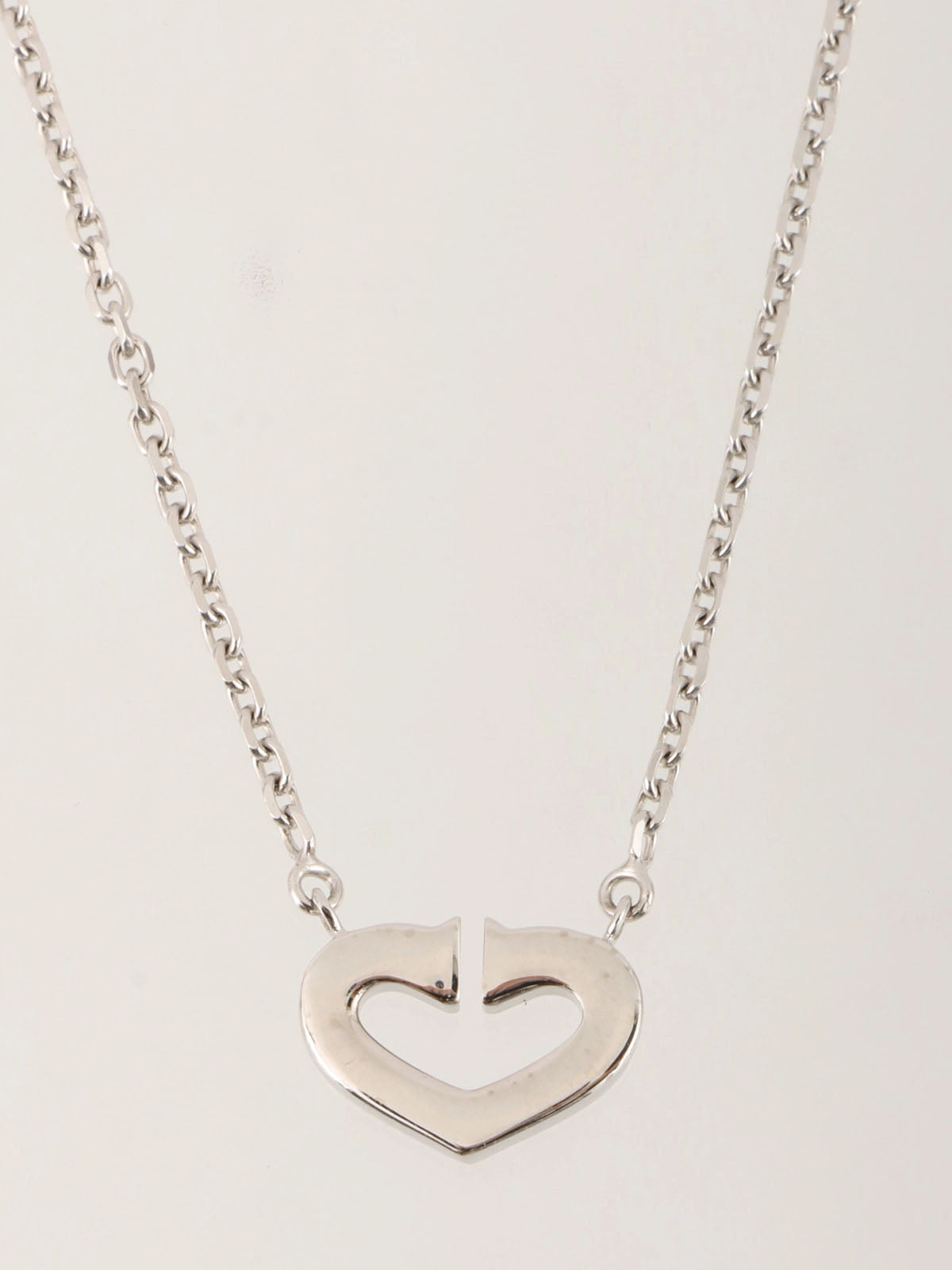 18K Diamond C Heart Necklace in Silver