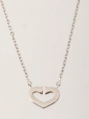 18K Diamond C Heart Necklace in Silver