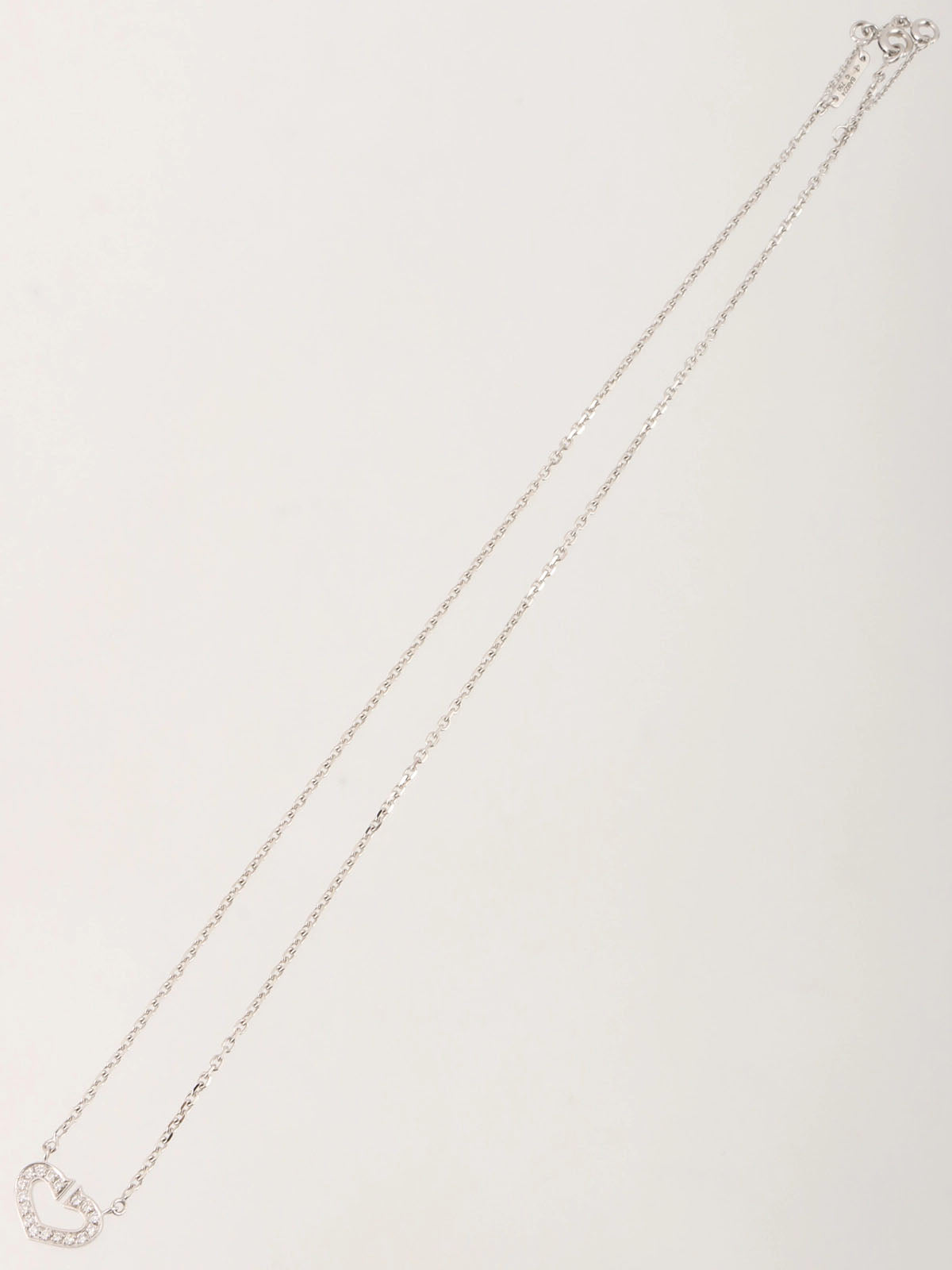 18K Diamond C Heart Necklace in Silver
