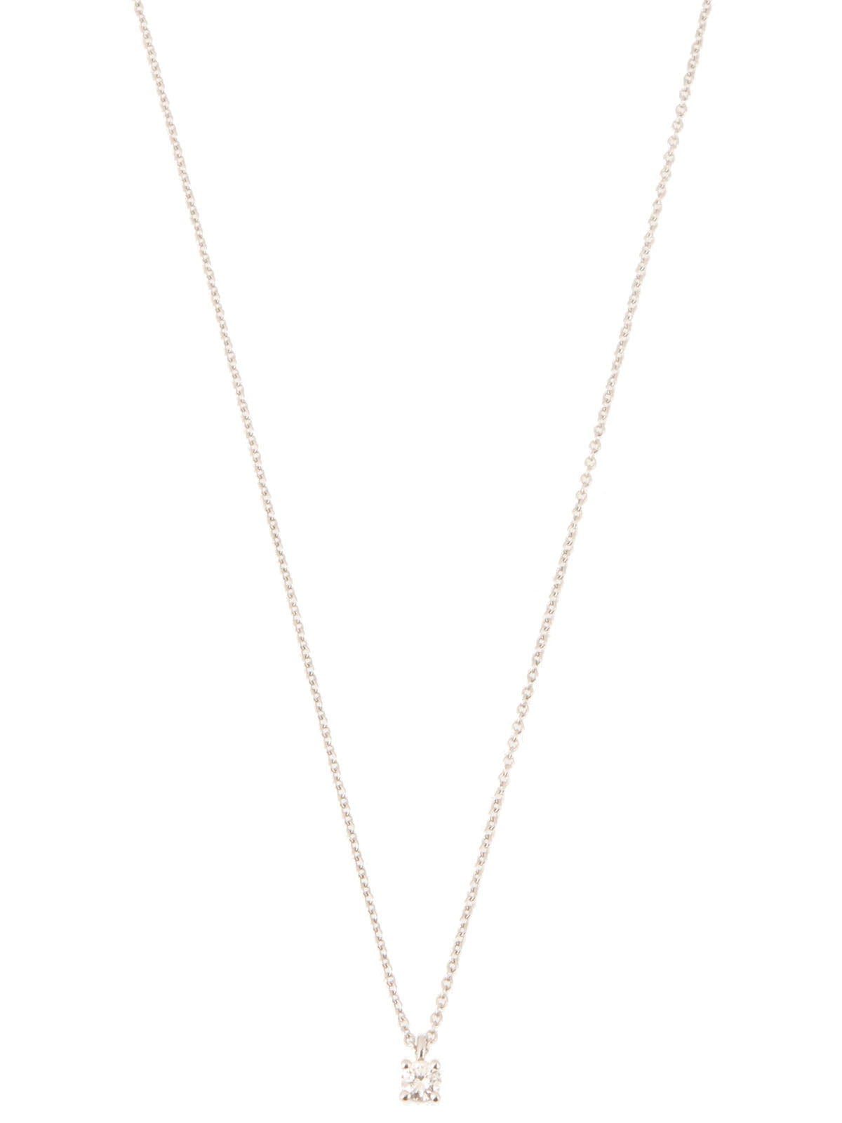 Platinum Diamond Solitaire Necklace in Silver