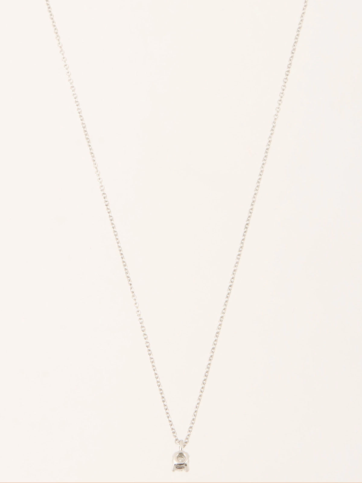 Platinum Diamond Solitaire Necklace in Silver