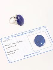 Platinum Diamond Oval Lapis Lazuli Ring in Blue/Silver