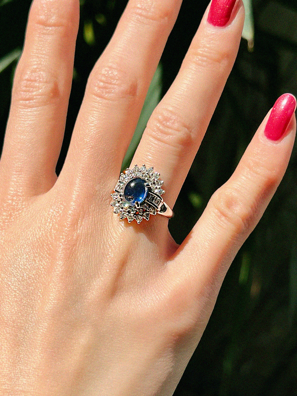 プラチナダイヤモンドサファイヤリング シルバー/ブルー