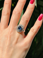 プラチナダイヤモンドサファイヤリング シルバー/ブルー