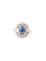 Platinum Diamond Sapphire Ring Silver/Blue