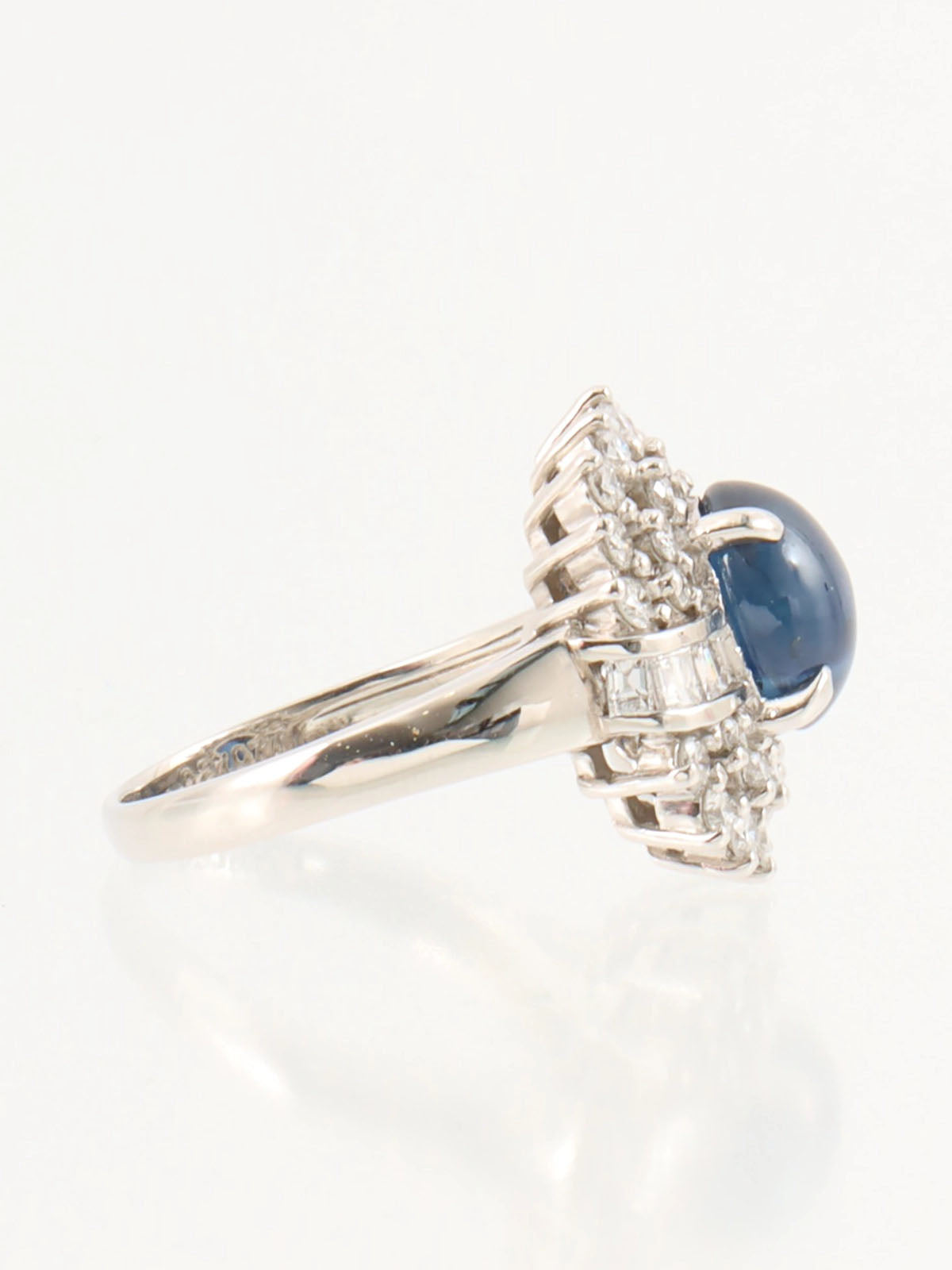 プラチナダイヤモンドサファイヤリング シルバー/ブルー