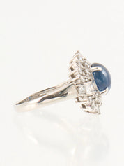 プラチナダイヤモンドサファイヤリング シルバー/ブルー