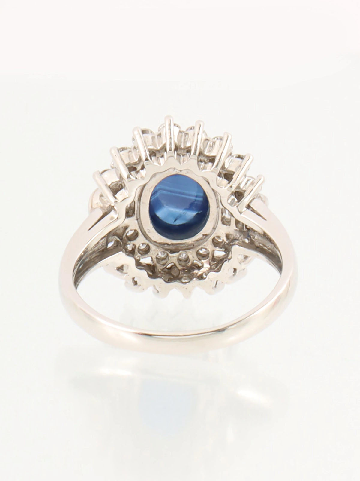 Platinum Diamond Sapphire Ring Silver/Blue