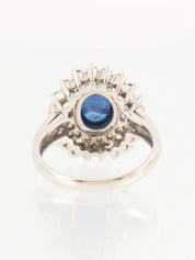 Platinum Diamond Sapphire Ring Silver/Blue