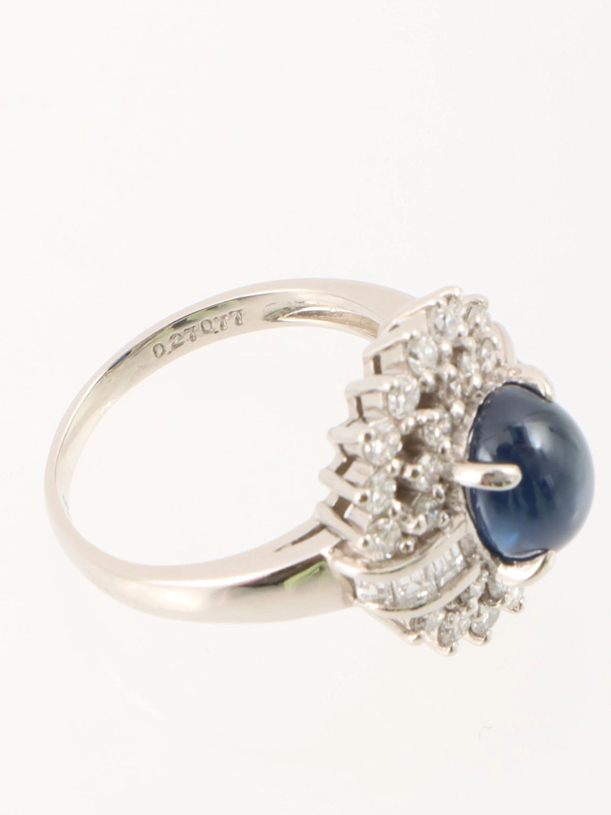 プラチナダイヤモンドサファイヤリング シルバー/ブルー