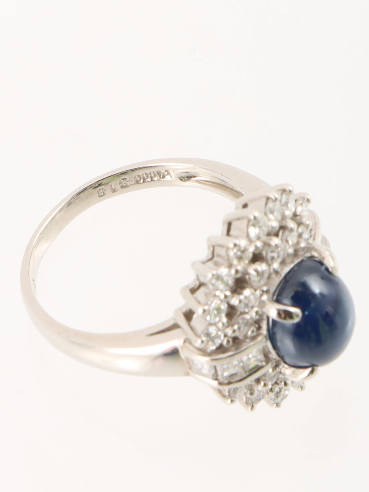 Platinum Diamond Sapphire Ring Silver/Blue