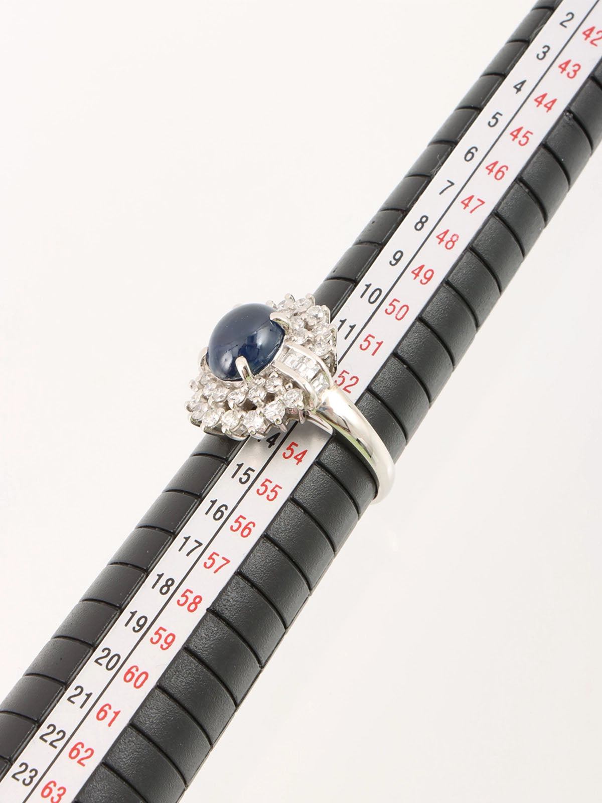 Platinum Diamond Sapphire Ring Silver/Blue