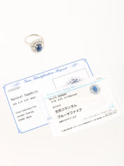 プラチナダイヤモンドサファイヤリング シルバー/ブルー