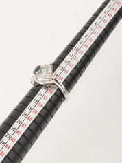 Platinum Alexandrite Diamond Design Motif Ring Blue/Silver